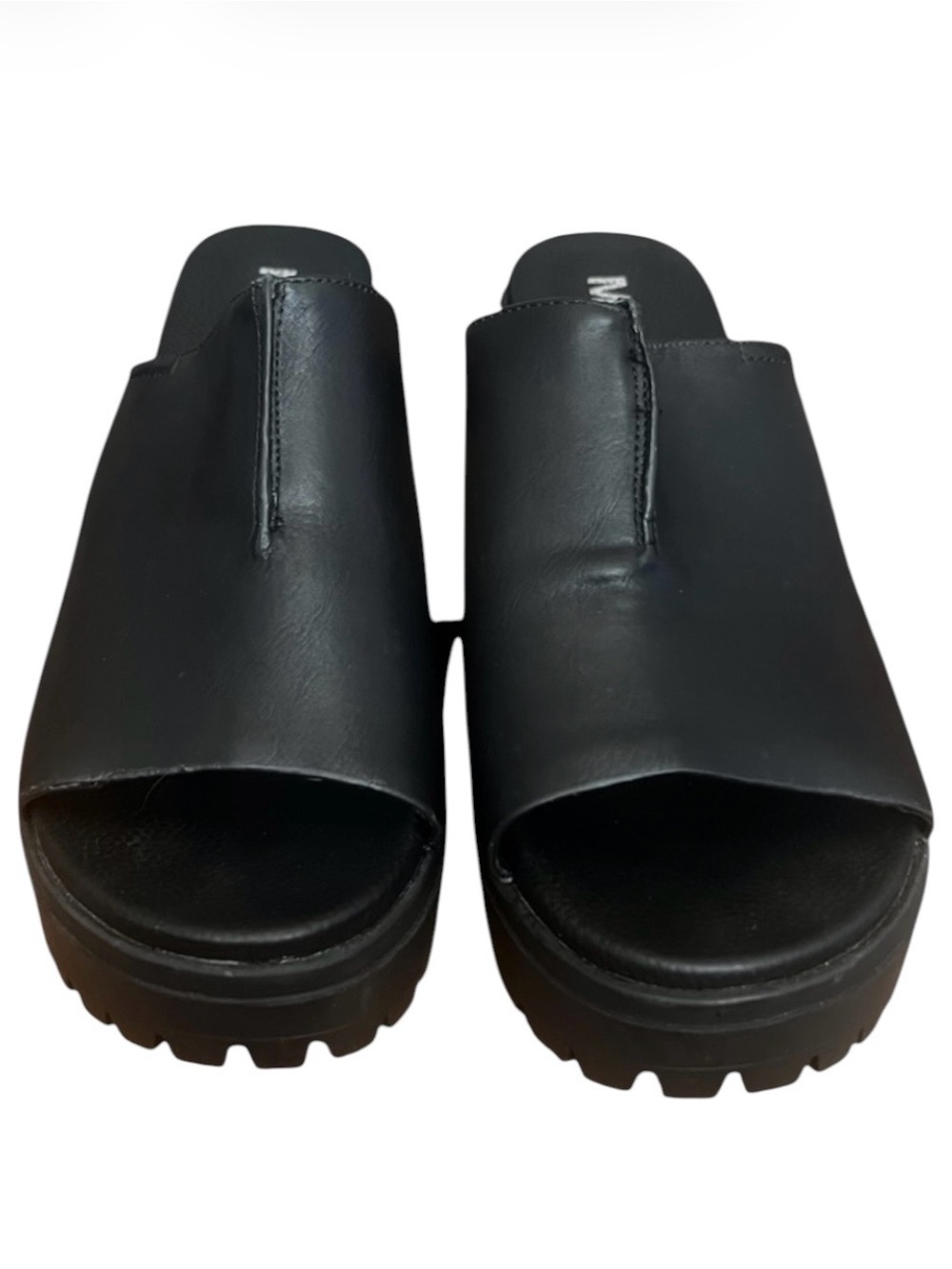 MIA Teenah Chunky Platform 90s Slip On High Heel Sandals Retro Blk SZ 9 - Picture 2 of 9